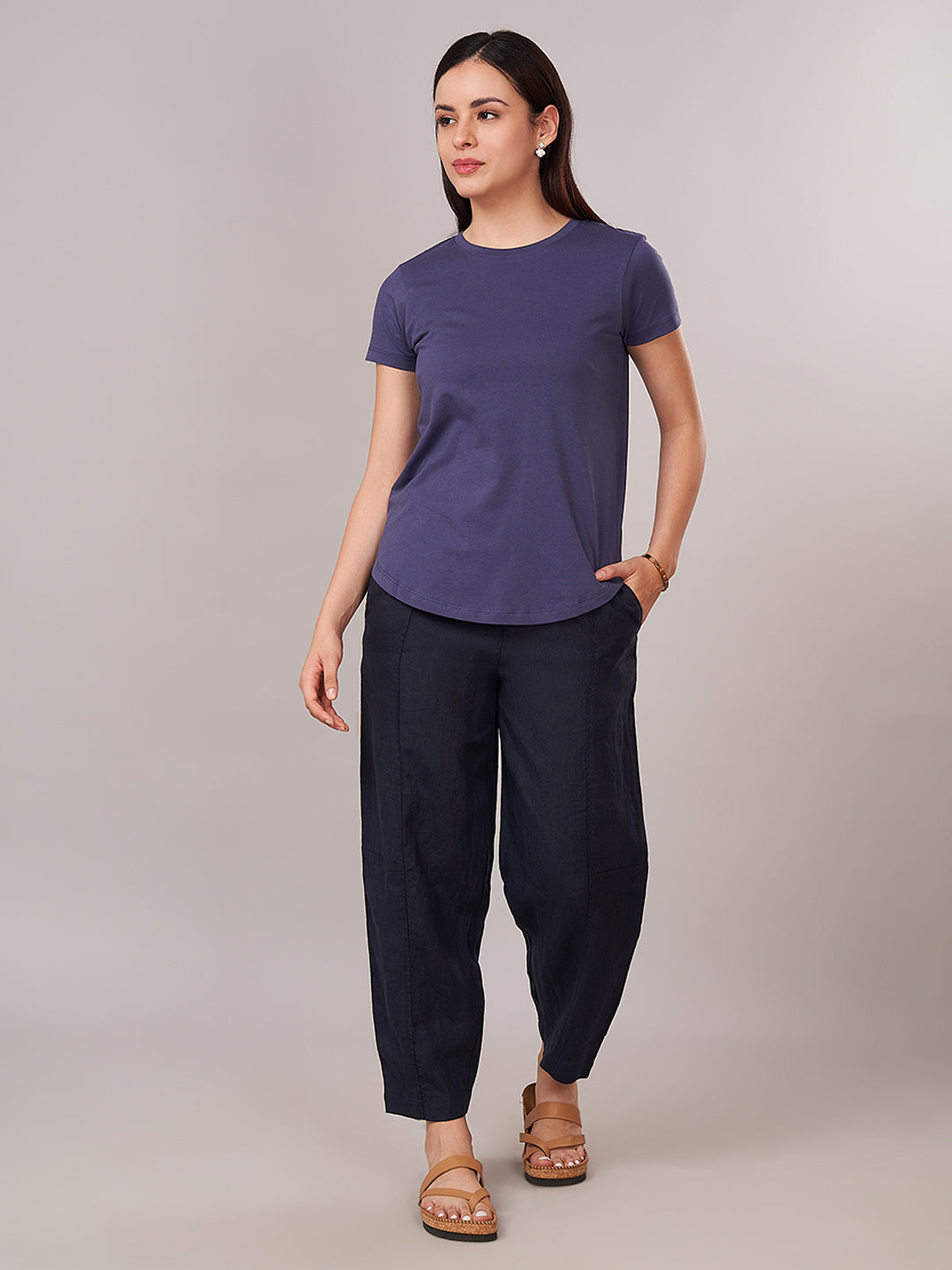 Women's 100% Cotton Regular Fit Tshirt Blue