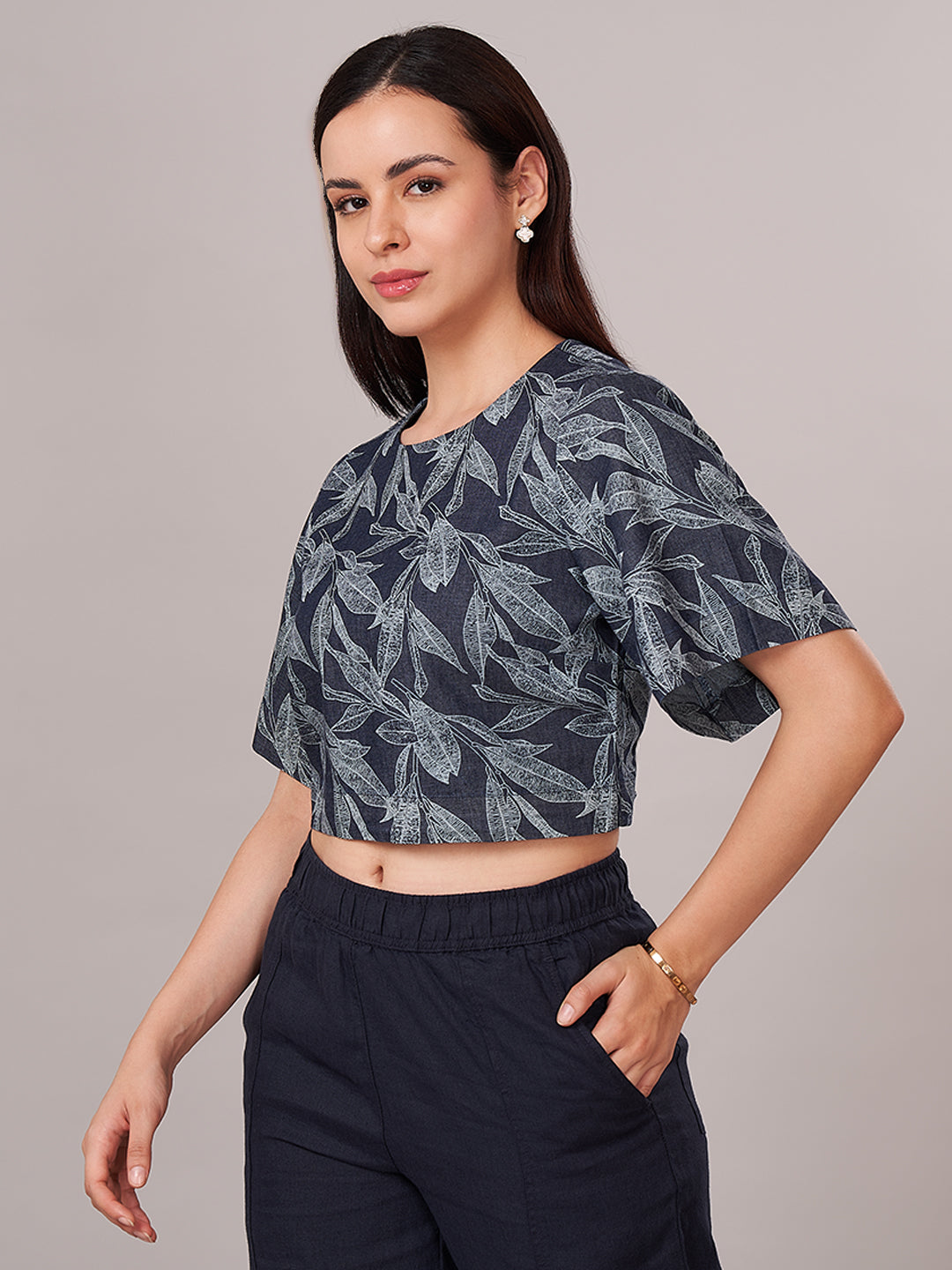 Women's 100% Cotton  Regular Fit Blouse Blue