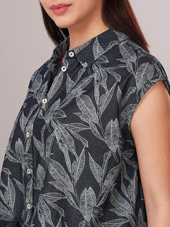 Women's 100% Cotton  Regular Fit Blouse Blue