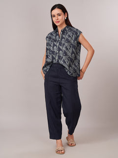 Women's 100% Cotton  Regular Fit Blouse Blue
