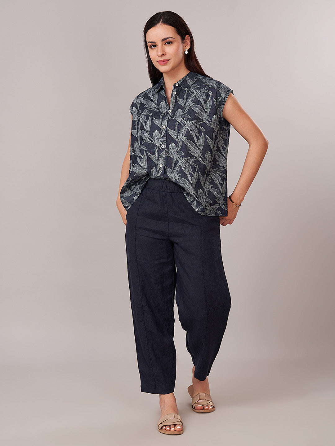 Women's 100% Cotton  Regular Fit Blouse Blue
