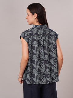 Women's 100% Cotton  Regular Fit Blouse Blue