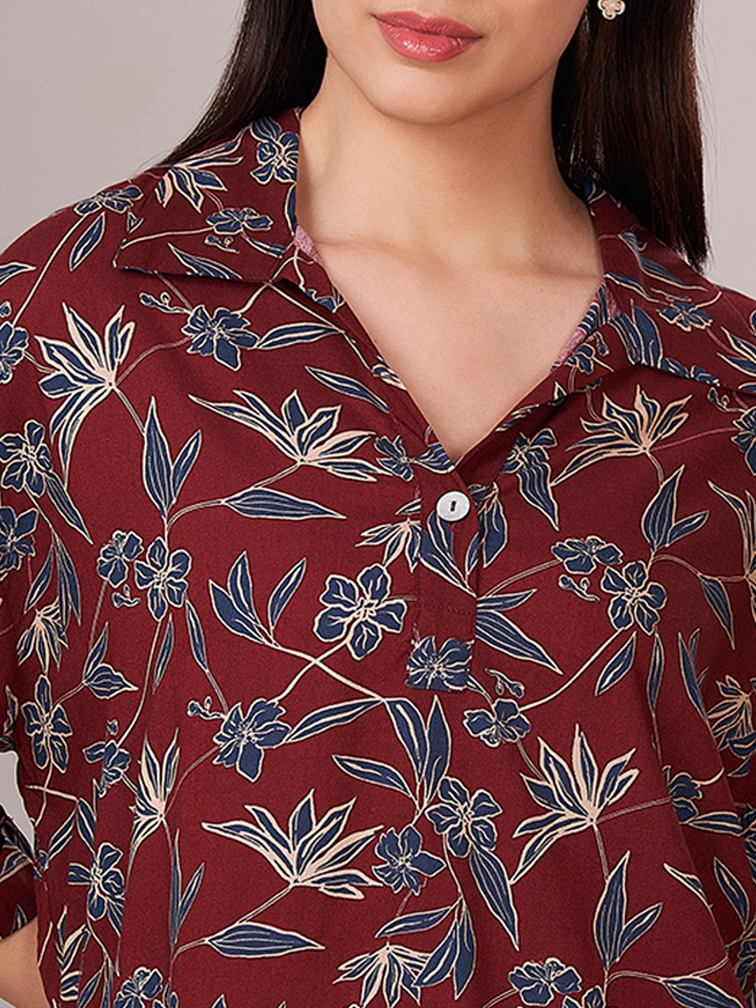 Women's 100% Viscose Regular Fit Blouse Maroon