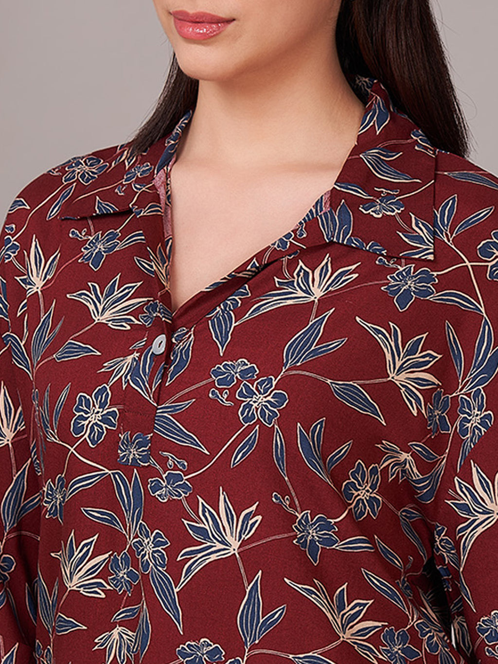 Women's 100% Viscose Regular Fit Blouse Maroon