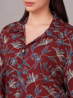 Women's 100% Viscose Regular Fit Blouse Maroon