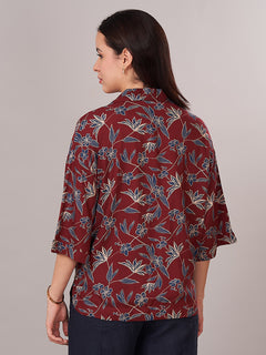 Women's 100% Viscose Regular Fit Blouse Maroon
