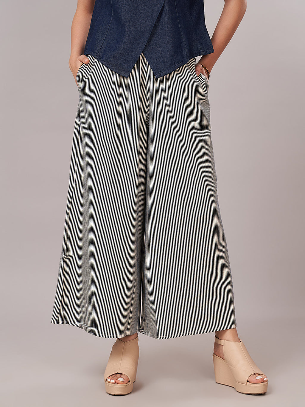 Women's Cotton Lycra Regular Fit Culotte Indigo