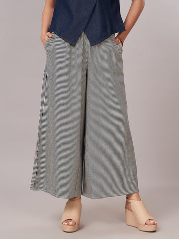 Women's Cotton Lycra Regular Fit Culotte Indigo