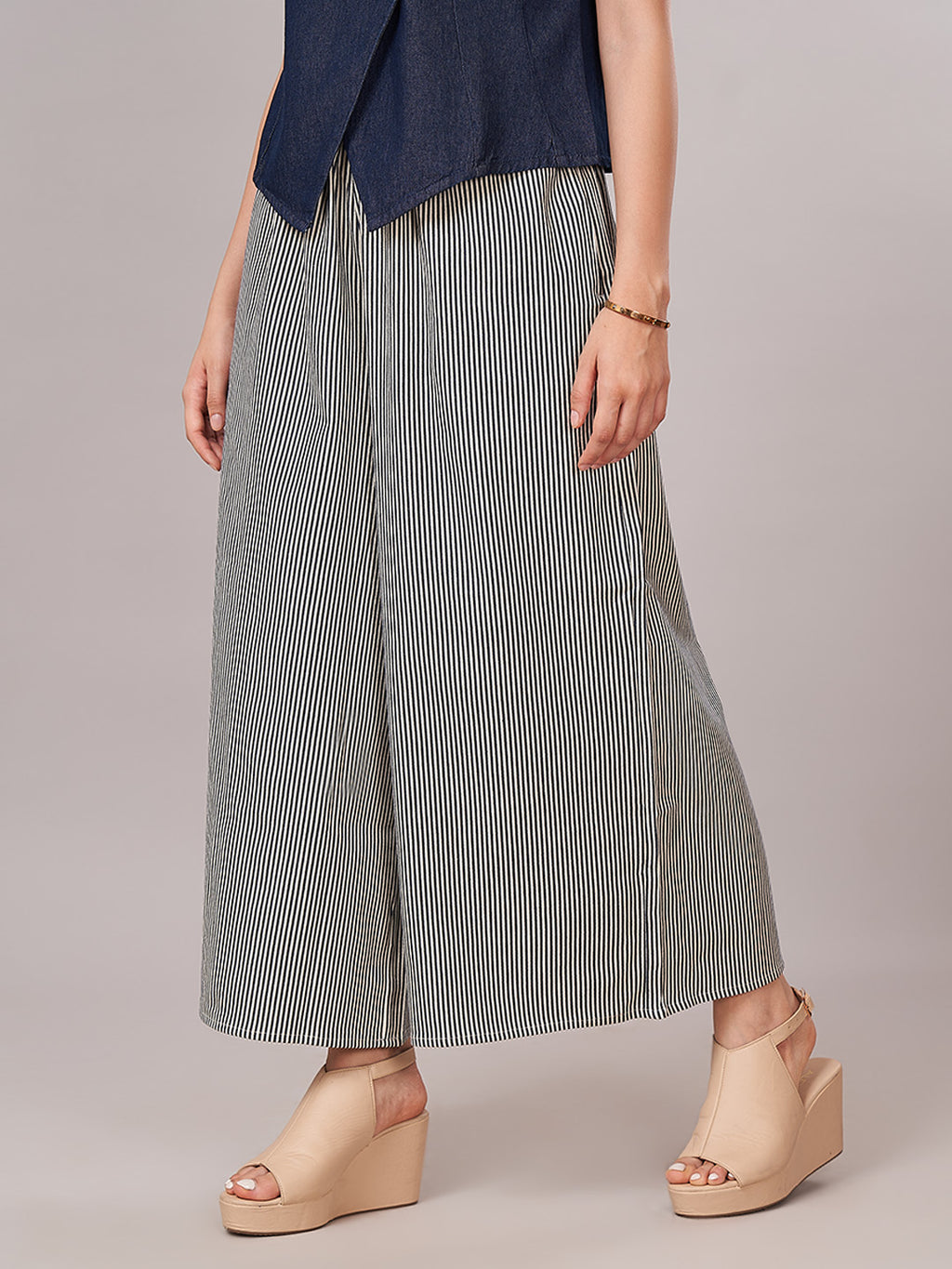 Women's Cotton Lycra Regular Fit Culotte Indigo