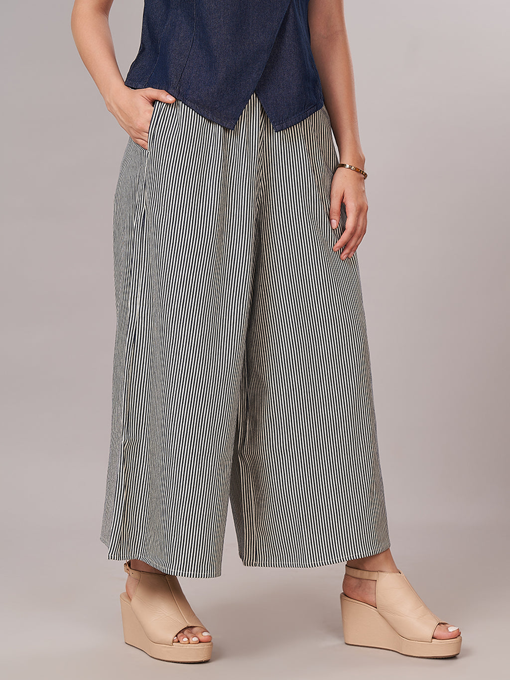 Women's Cotton Lycra Regular Fit Culotte Indigo