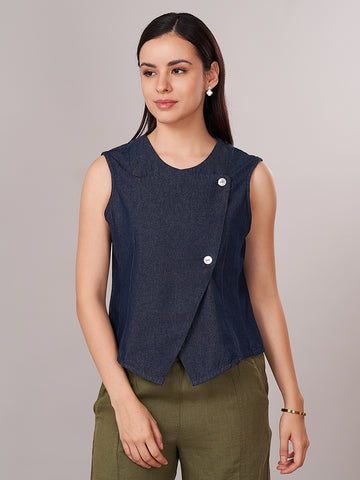 Women's 100% Cotton  Regular Fit Blouse Denim