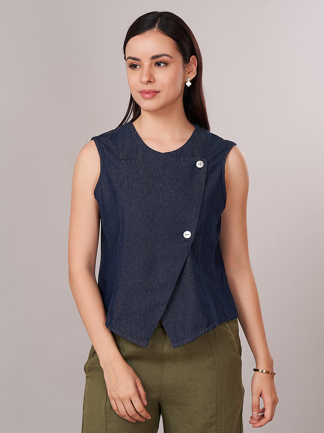 Women's 100% Cotton  Regular Fit Blouse Denim