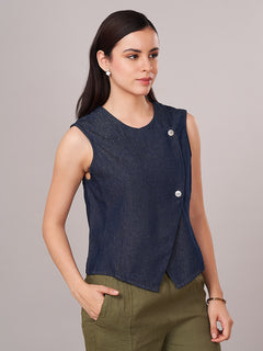 Women's 100% Cotton  Regular Fit Blouse Denim
