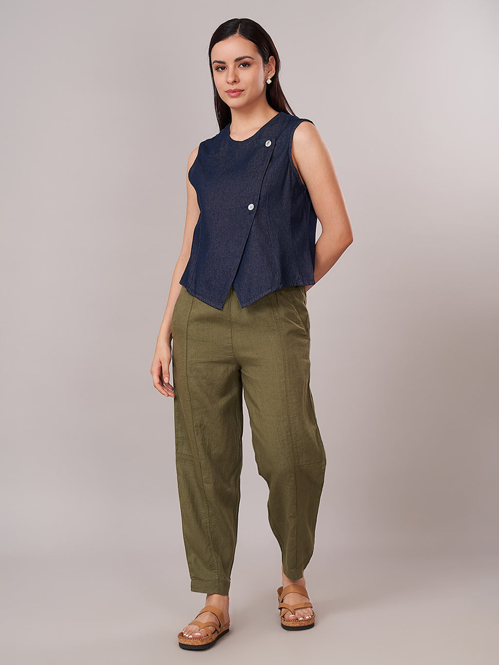 Women's 100% Cotton  Regular Fit Blouse Denim