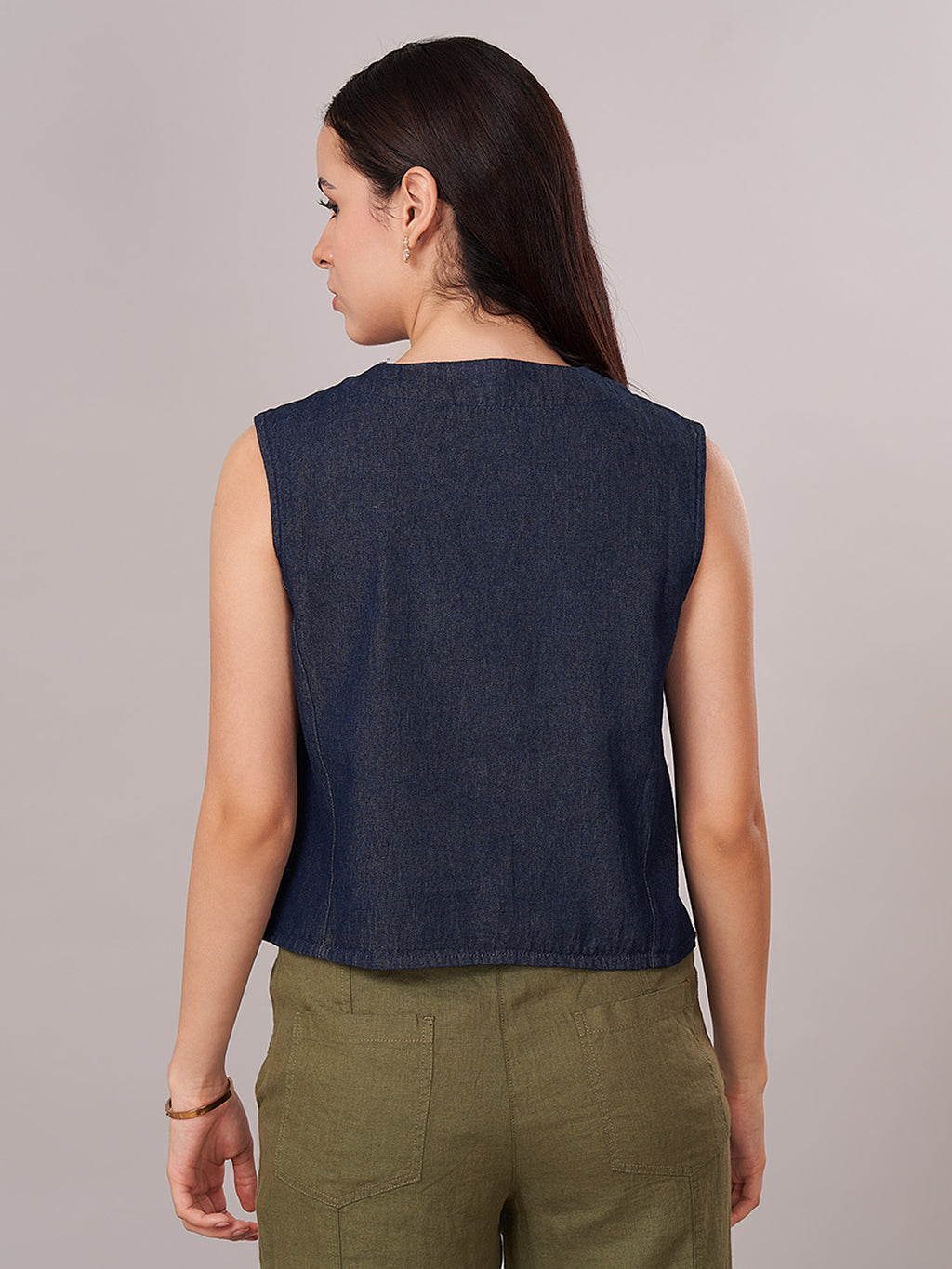Women's 100% Cotton  Regular Fit Blouse Denim