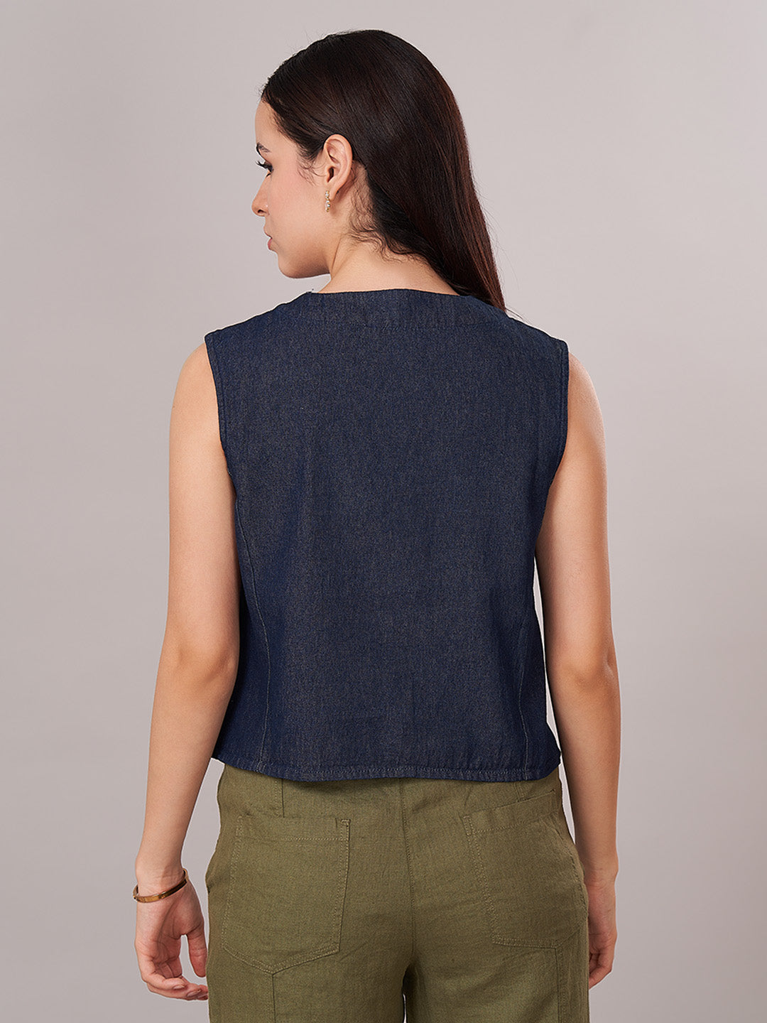Women's 100% Cotton  Regular Fit Blouse Denim