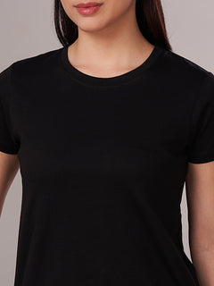 Women's 100% Cotton Regular Fit Tshirt Black