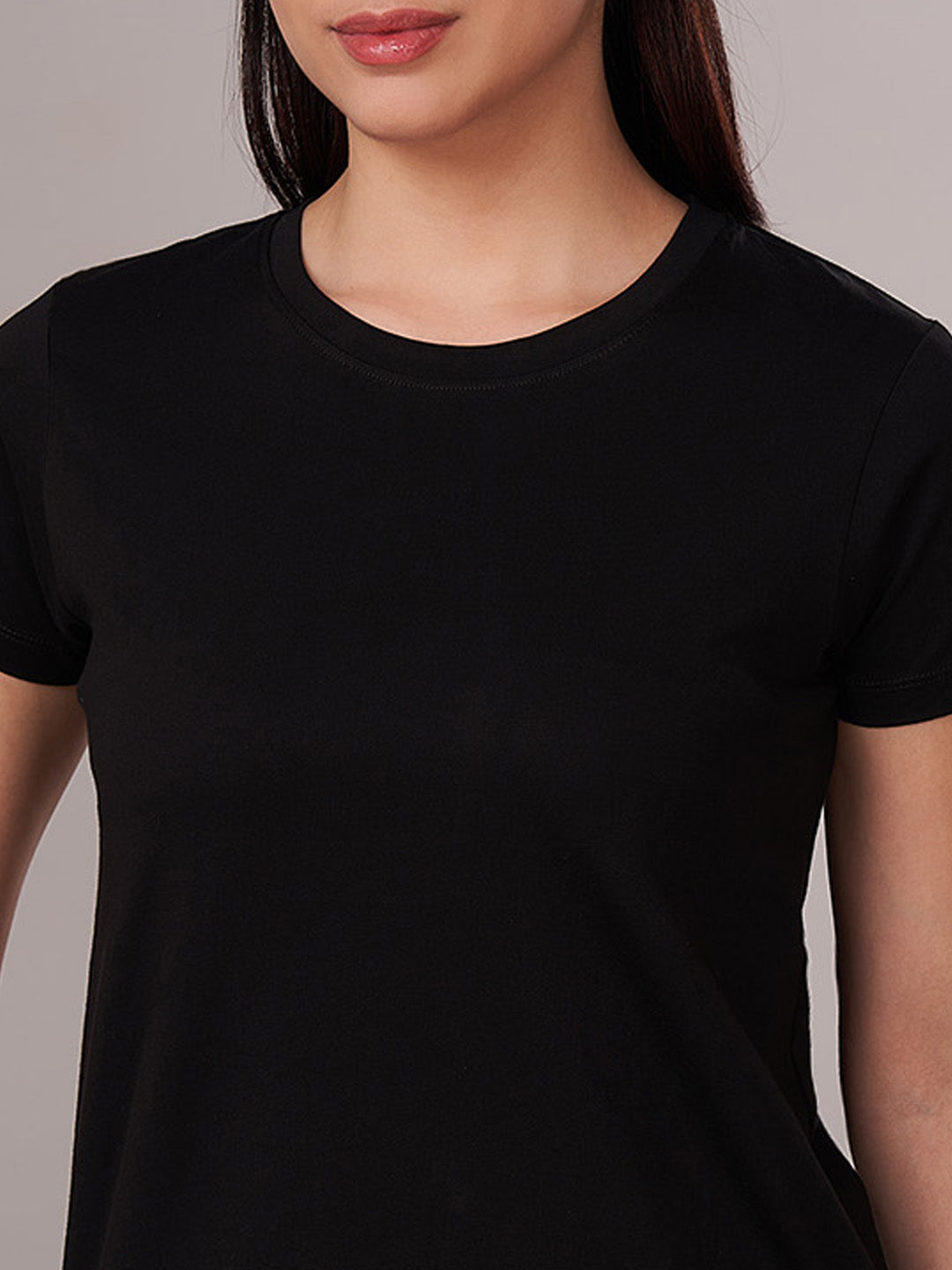 Women's 100% Cotton Regular Fit Tshirt Black