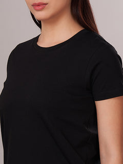 Women's 100% Cotton Regular Fit Tshirt Black