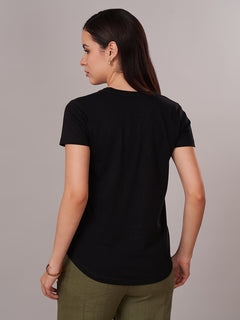 Women's 100% Cotton Regular Fit Tshirt Black