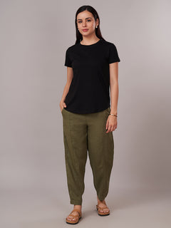 Women's 100% Cotton Regular Fit Tshirt Black