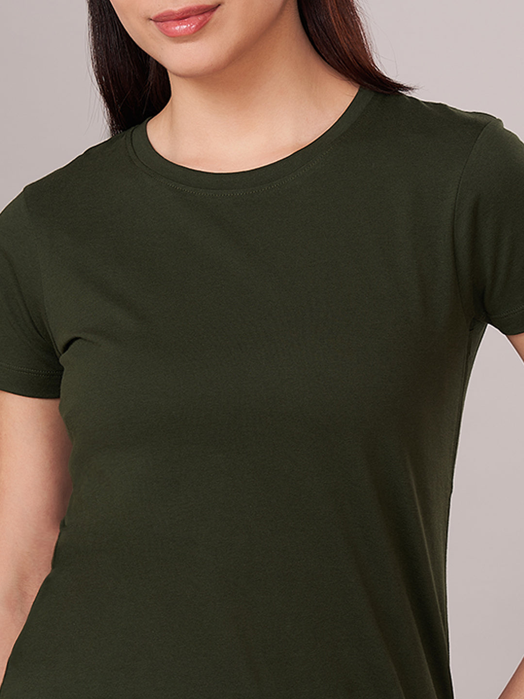 Women's 100% Cotton Regular Fit Tshirt Green