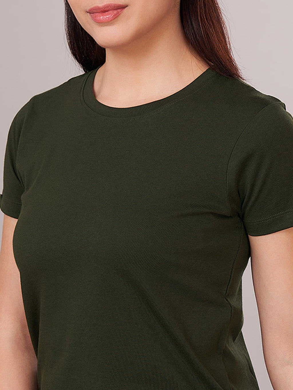 Women's 100% Cotton Regular Fit Tshirt Green