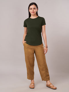 Women's 100% Cotton Regular Fit Tshirt Green