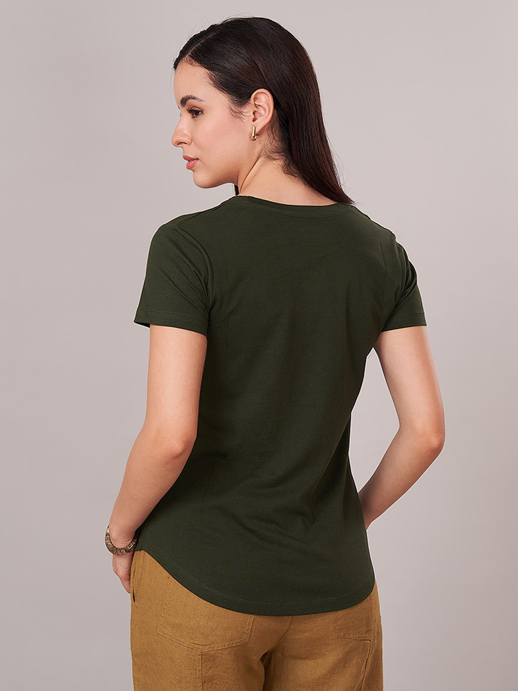 Women's 100% Cotton Regular Fit Tshirt Green