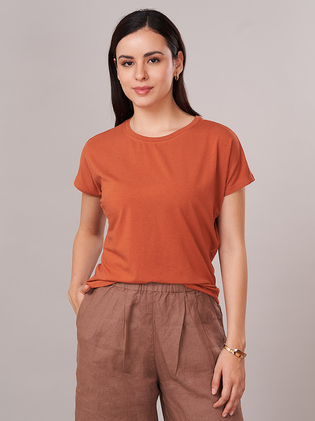 Women's Bamboo Regular Fit Tshirt Rust