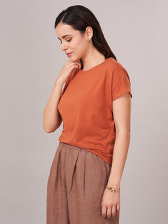 Women's Bamboo Regular Fit Tshirt Rust