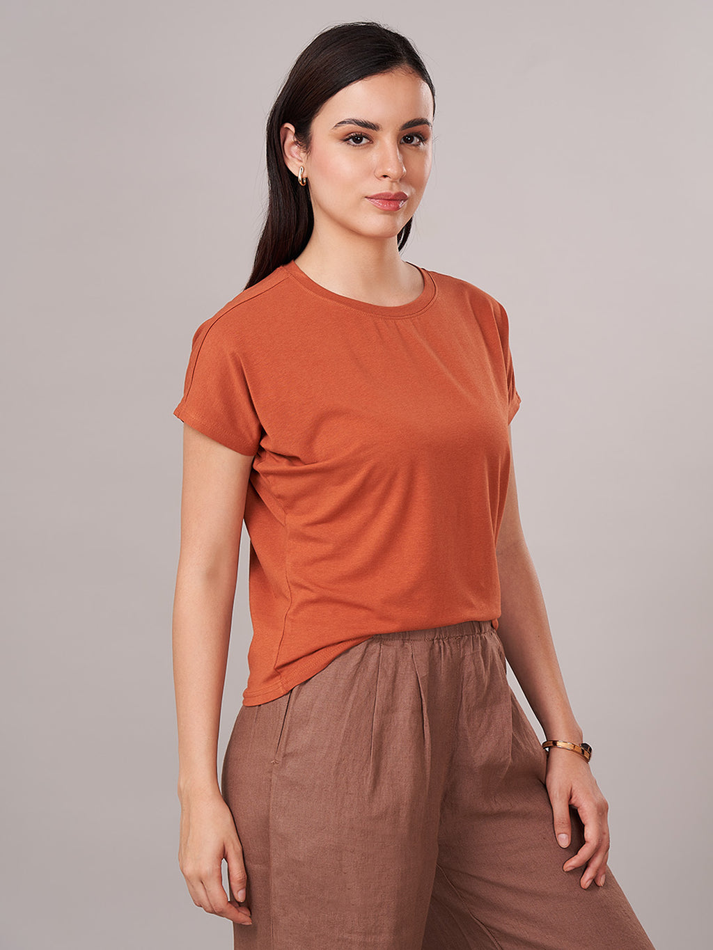 Women's Bamboo Regular Fit Tshirt Rust