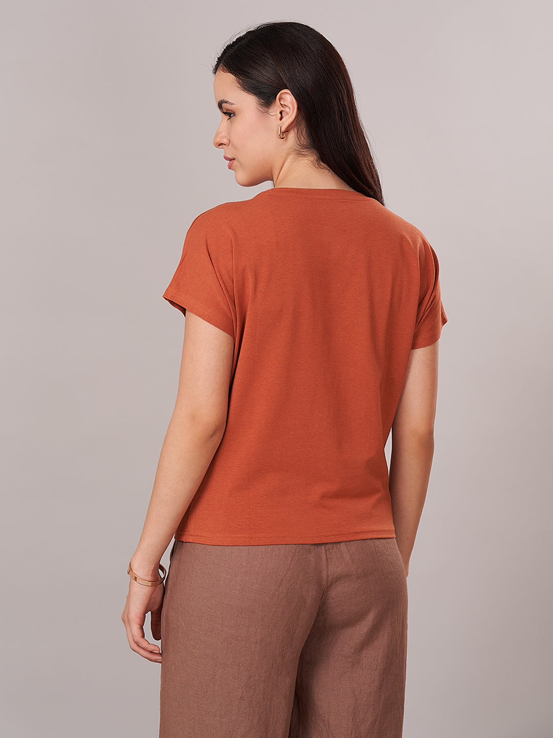 Women's Bamboo Regular Fit Tshirt Rust