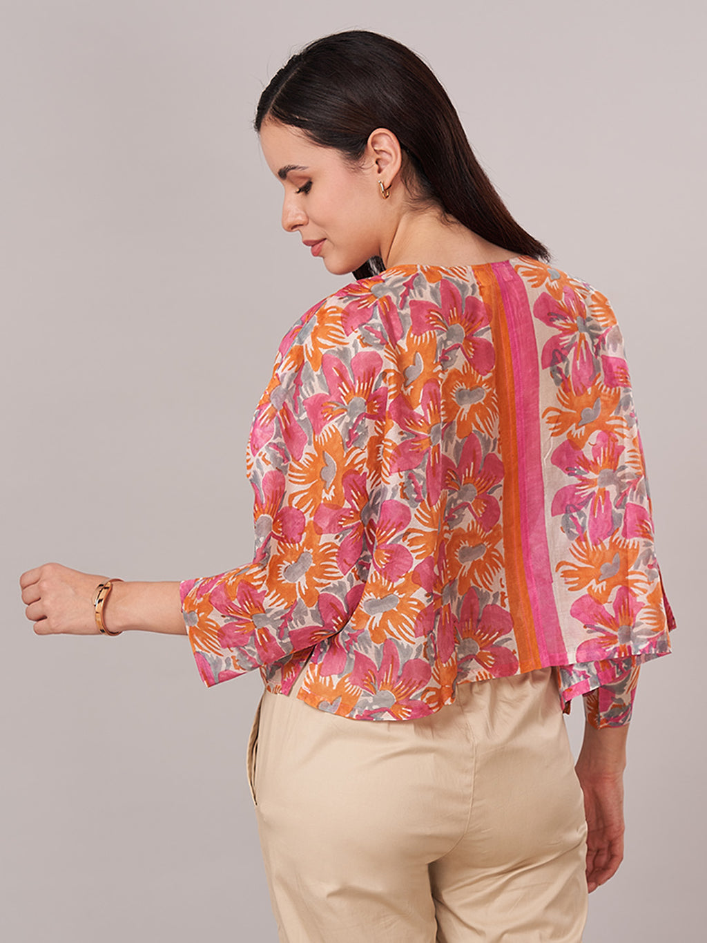 Women's Cotton Silk Boxy Fit Blouse Pink