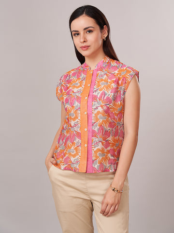 Women's Cotton Silk Regular Fit Blouse Pink