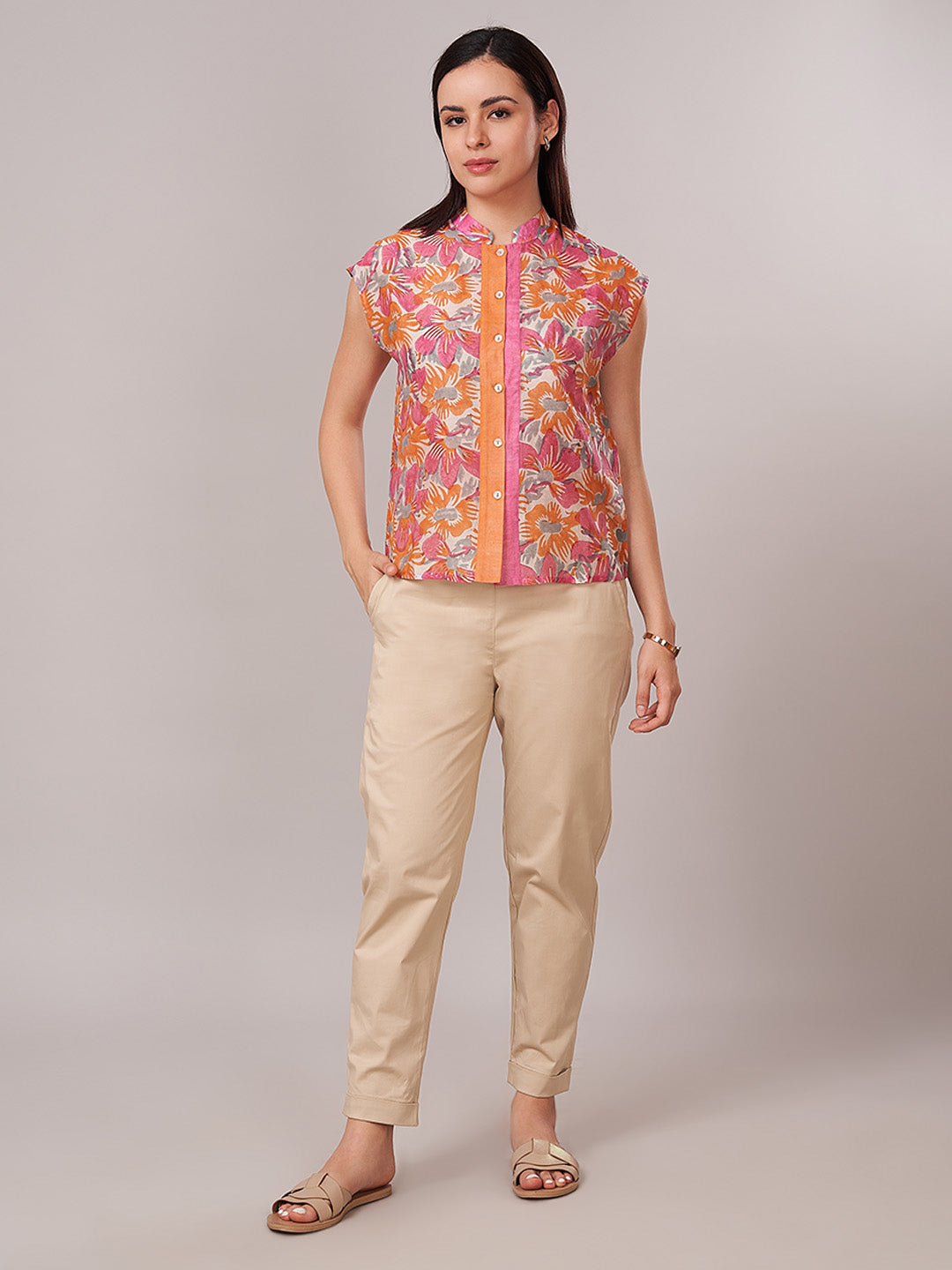 Women's Cotton Silk Regular Fit Blouse Pink