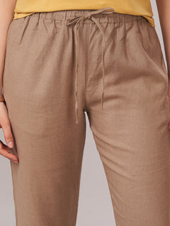 Women's Linen Viscose Regular Fit Pant Beige