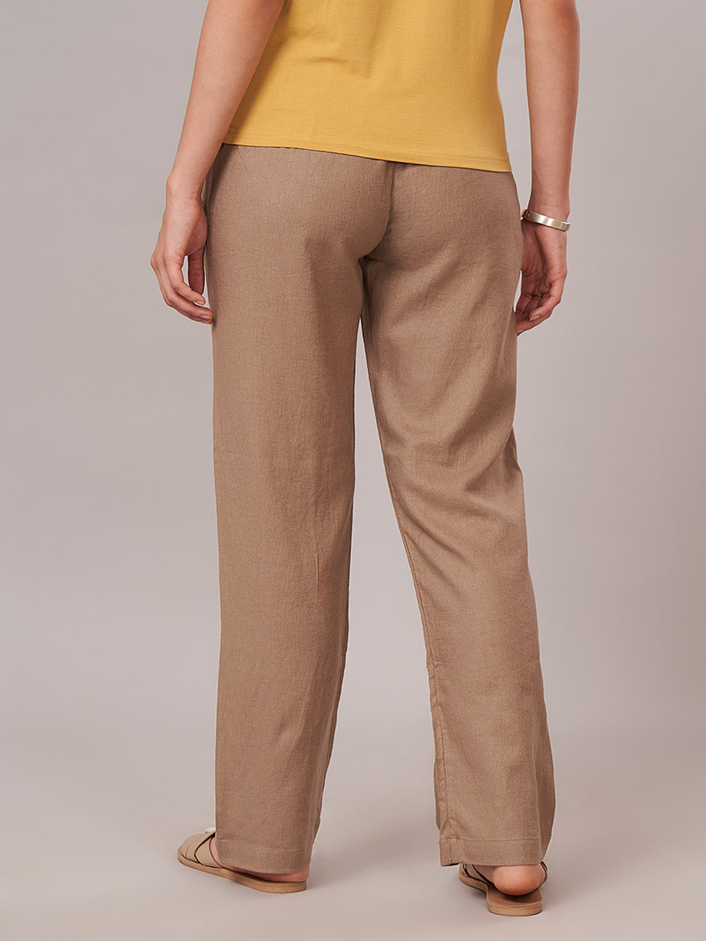 Women's Linen Viscose Regular Fit Pant Beige