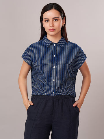 Women's 100% Cotton  Relax Fit Blouse Denim