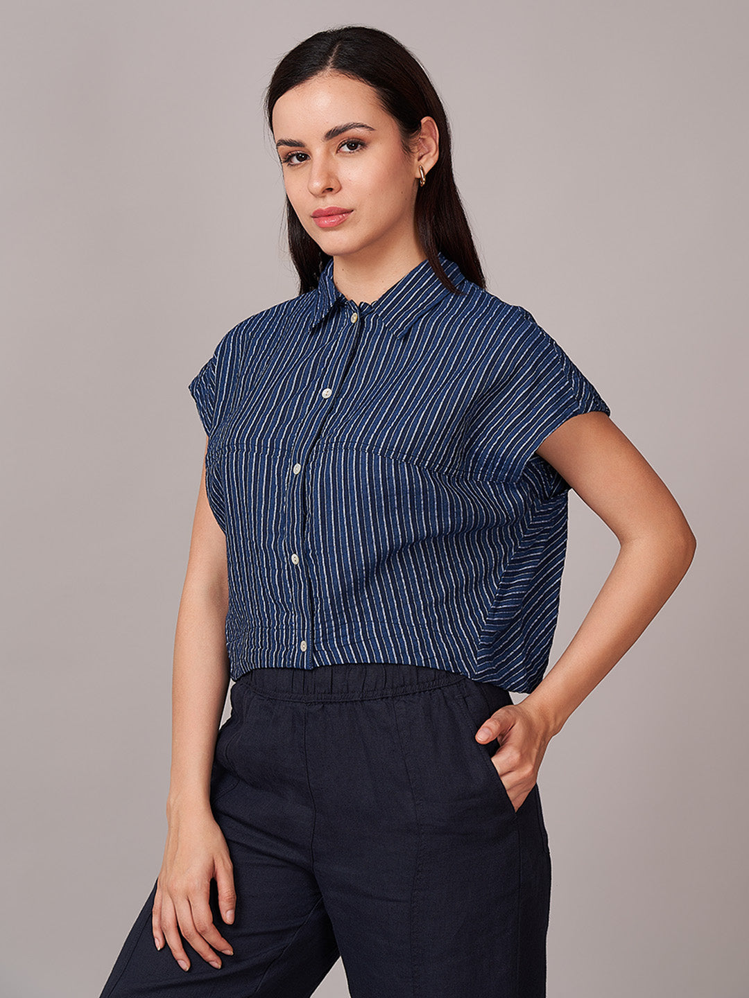 Women's 100% Cotton  Relax Fit Blouse Denim
