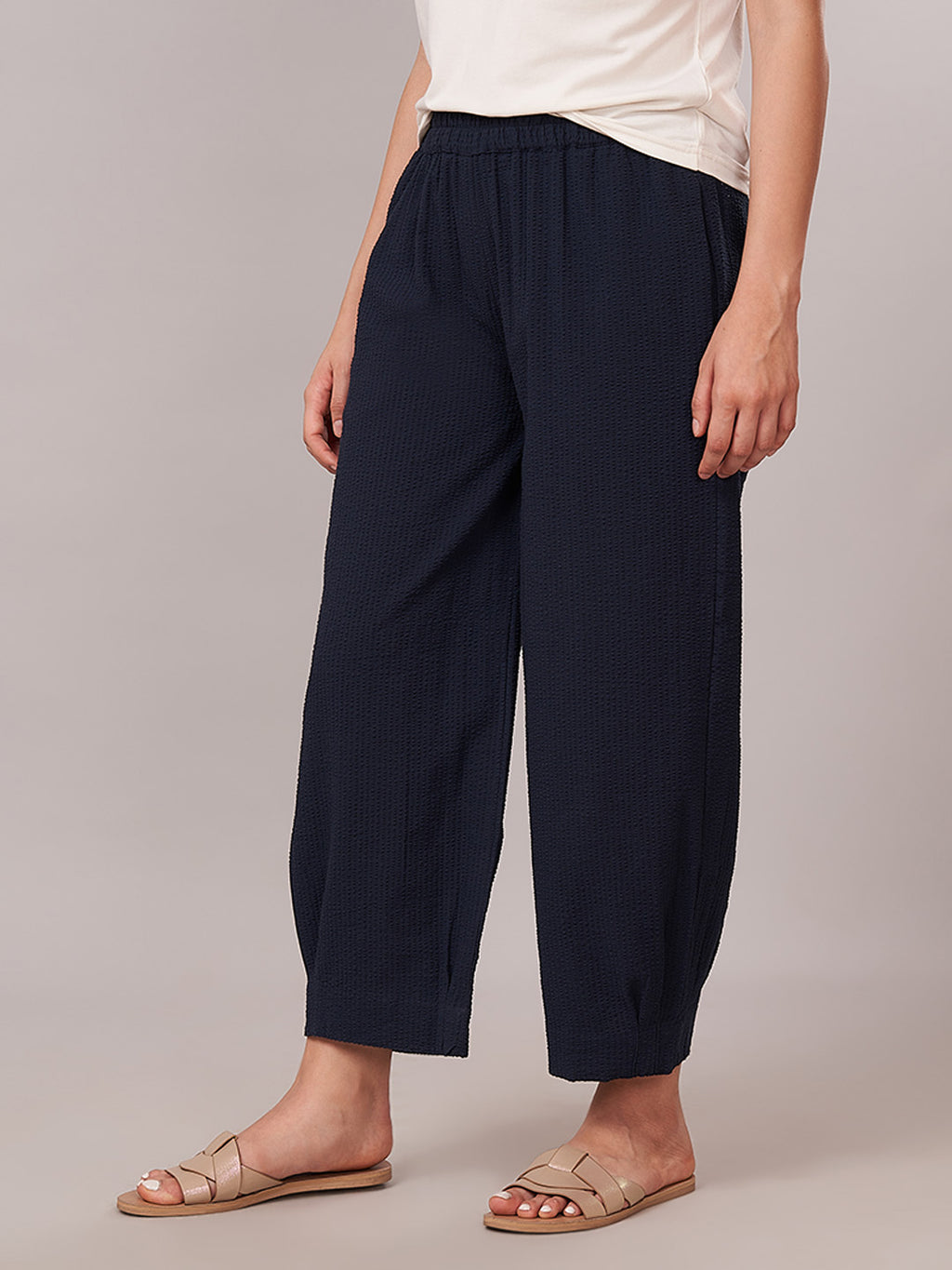 Women's 100% Cotton Regular Fit Pant Navy
