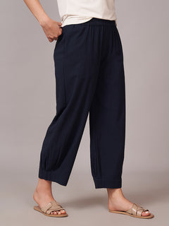 Women's 100% Cotton Regular Fit Pant Navy