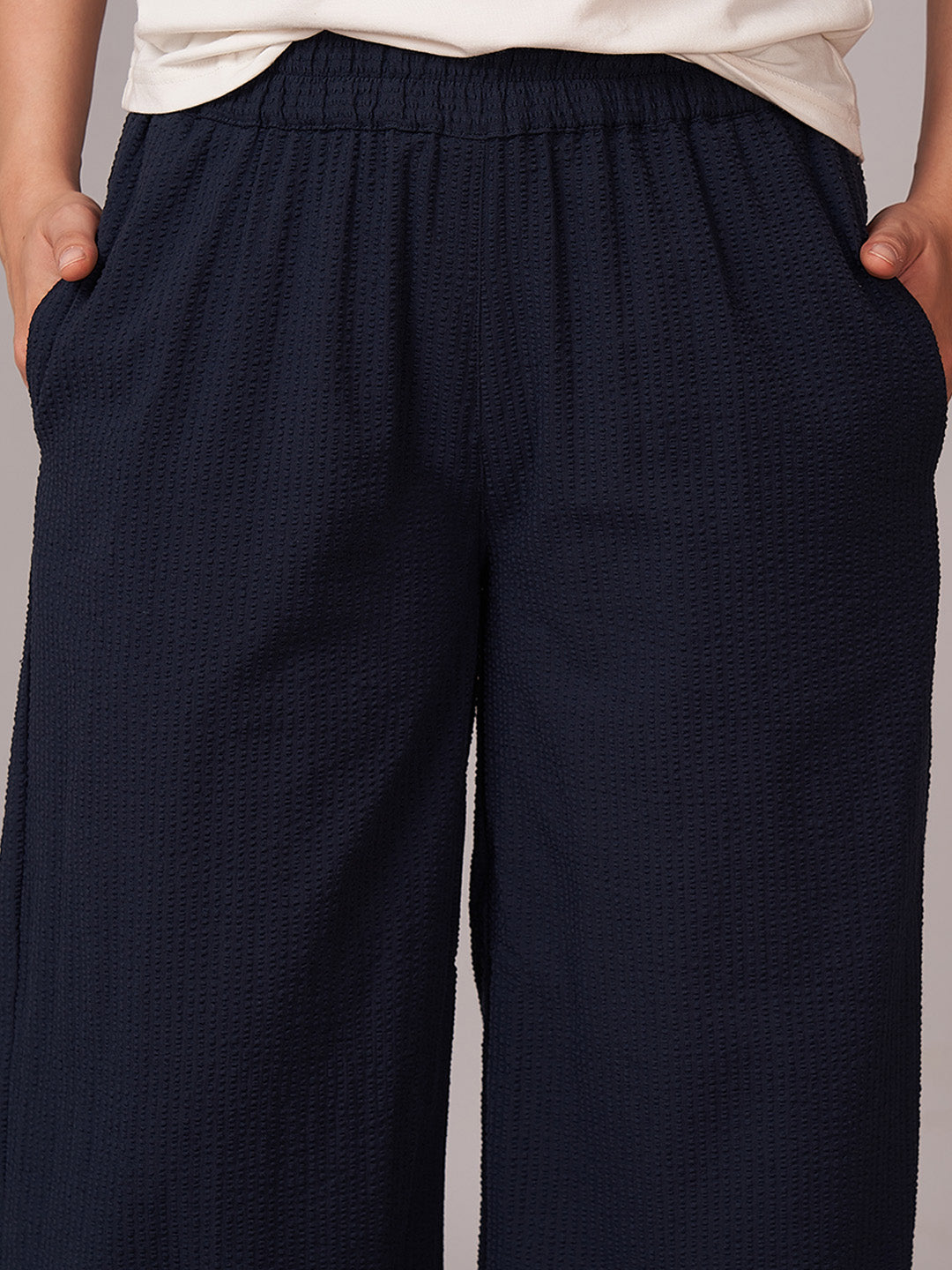 Women's 100% Cotton Regular Fit Pant Navy