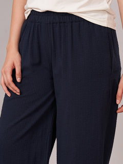 Women's 100% Cotton Regular Fit Pant Navy