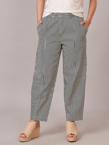 Women's Cotton Lycra Barrel Leg Pant Indigo