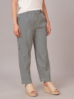 Women's Cotton Lycra Barrel Leg Pant Indigo