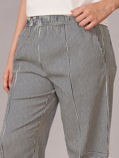 Women's Cotton Lycra Barrel Leg Pant Indigo