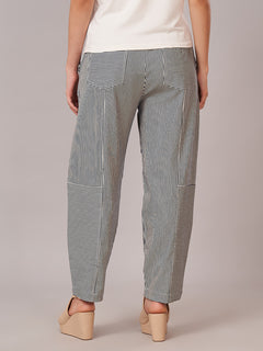 Women's Cotton Lycra Barrel Leg Pant Indigo