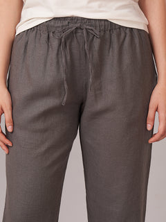 Women's Linen Viscose Regular Fit Pant Grey