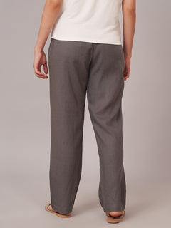Women's Linen Viscose Regular Fit Pant Grey